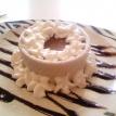 a plate with pot de creme dessert